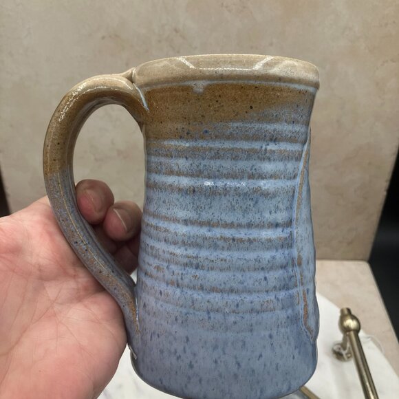 Wheel Thrown Studio Pottery Mug Manatee Powder Blue With Thumb Hold - Signed - Picture 6 of 8